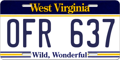 WV license plate OFR637