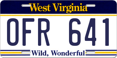 WV license plate OFR641