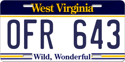 WV license plate OFR643