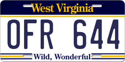 WV license plate OFR644