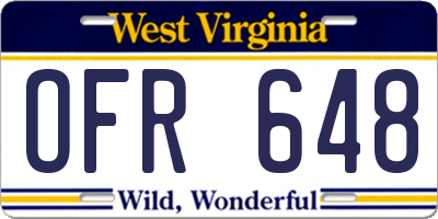 WV license plate OFR648