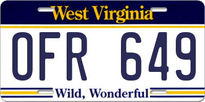 WV license plate OFR649