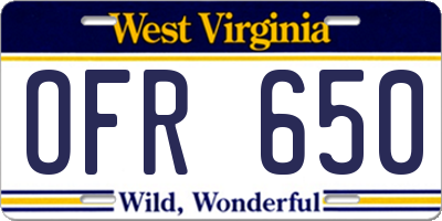 WV license plate OFR650
