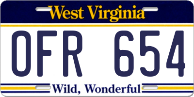 WV license plate OFR654