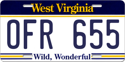 WV license plate OFR655