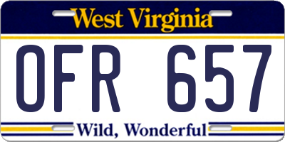 WV license plate OFR657