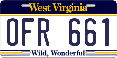 WV license plate OFR661