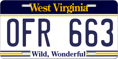 WV license plate OFR663