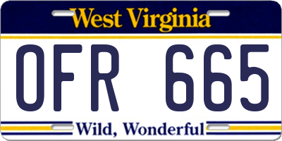 WV license plate OFR665