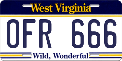 WV license plate OFR666