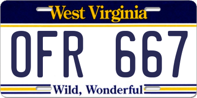 WV license plate OFR667
