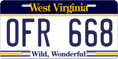 WV license plate OFR668