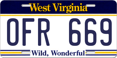 WV license plate OFR669