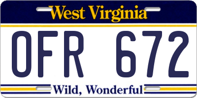 WV license plate OFR672