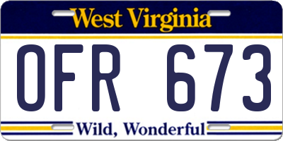 WV license plate OFR673