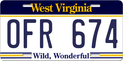 WV license plate OFR674