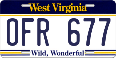 WV license plate OFR677