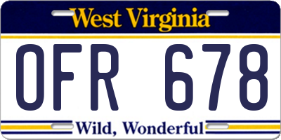 WV license plate OFR678