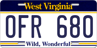 WV license plate OFR680