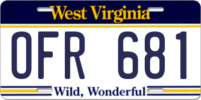 WV license plate OFR681