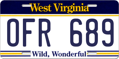 WV license plate OFR689