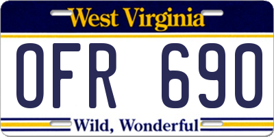 WV license plate OFR690