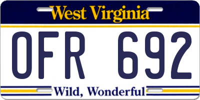 WV license plate OFR692