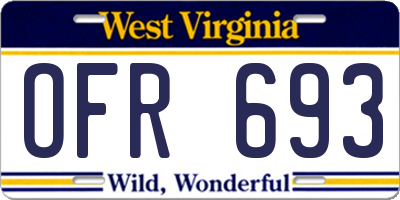 WV license plate OFR693