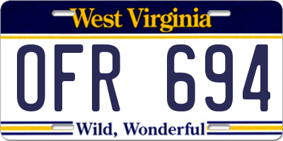 WV license plate OFR694