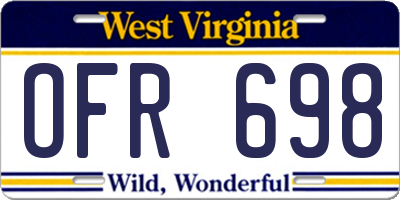 WV license plate OFR698