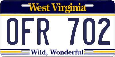 WV license plate OFR702