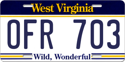 WV license plate OFR703
