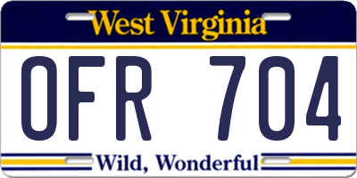 WV license plate OFR704