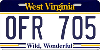 WV license plate OFR705