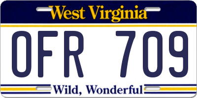 WV license plate OFR709