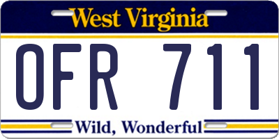 WV license plate OFR711