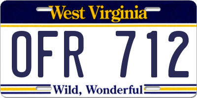 WV license plate OFR712