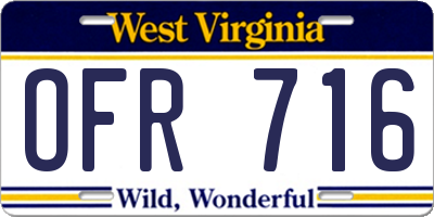 WV license plate OFR716