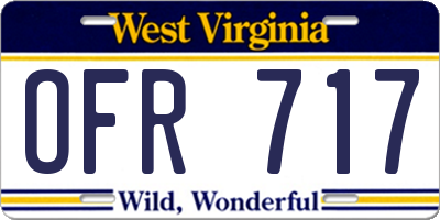 WV license plate OFR717