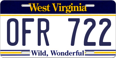WV license plate OFR722