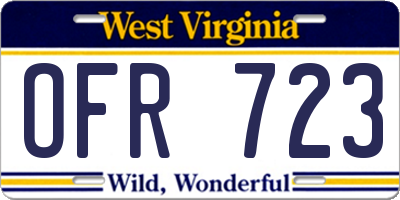 WV license plate OFR723