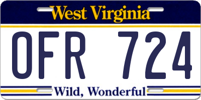 WV license plate OFR724