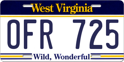 WV license plate OFR725