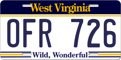 WV license plate OFR726