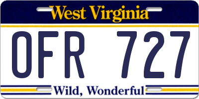 WV license plate OFR727