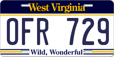 WV license plate OFR729