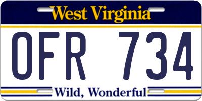 WV license plate OFR734