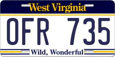 WV license plate OFR735