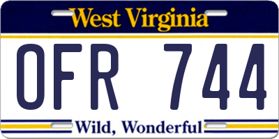 WV license plate OFR744