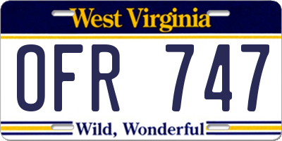 WV license plate OFR747